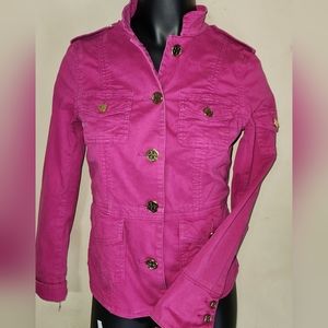 Tory Burch Military Style Jacket in fuschia size xs
